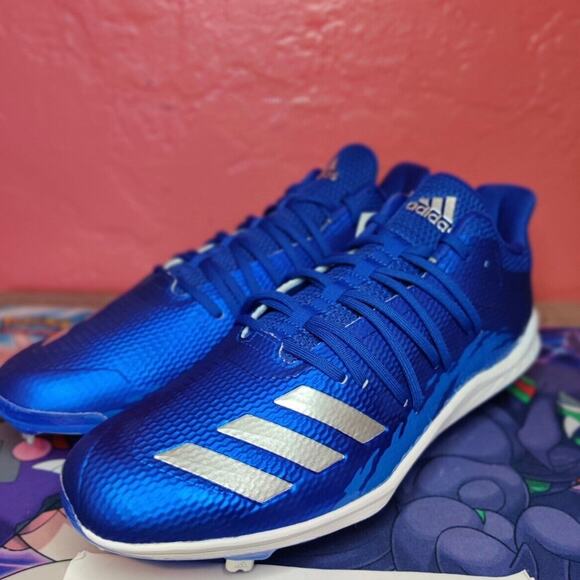 New Adidas Baseball Cleats size 14 Afterburner 6 Speed Blue G27656 metal cleats - Picture 1 of 10